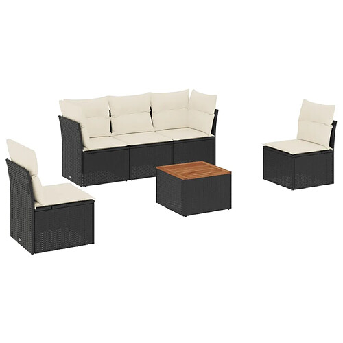 Maison Chic Salon de jardin 6 pcs avec coussins | Ensemble de Table et chaises | Mobilier d'Extérieur noir résine tressée -GKD59866