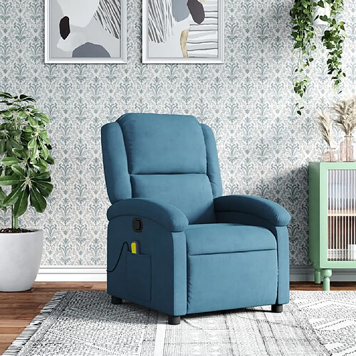 Maison Chic Fauteuil inclinable,Fauteuil luxe de relaxation de massage bleu velours -MN99573