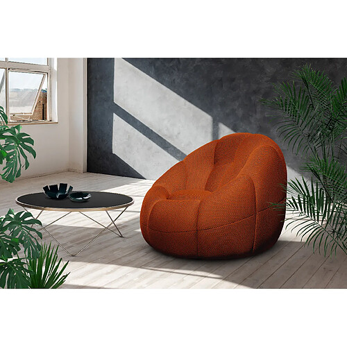 Courtois Laville Fauteuil tissu rouge brique - FIGO