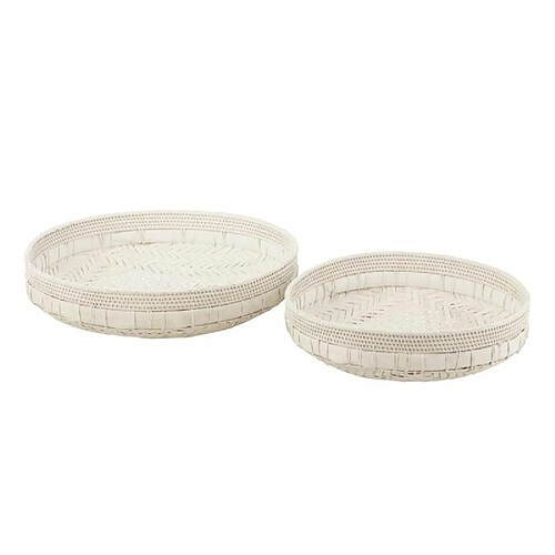 Paris Prix Lot de 2 Coupelles Déco Rotin 50cm Blanc