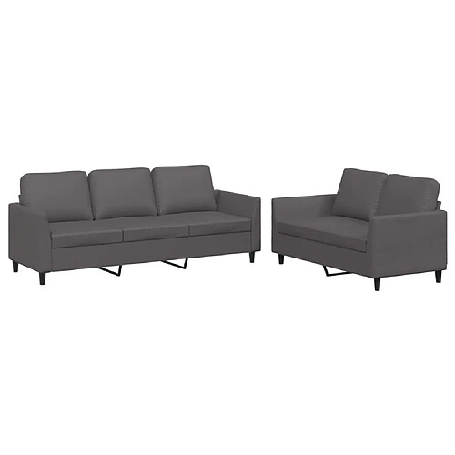 Maison Chic Ensemble de canapés 2 pcs avec coussins, Canapé droit Sofa pour Salon Gris Similicuir -GKD334001