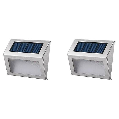 Lumi Jardin Lot de 2 projecteurs solaires 2x WALLY W8 Blanc Acier H10cm