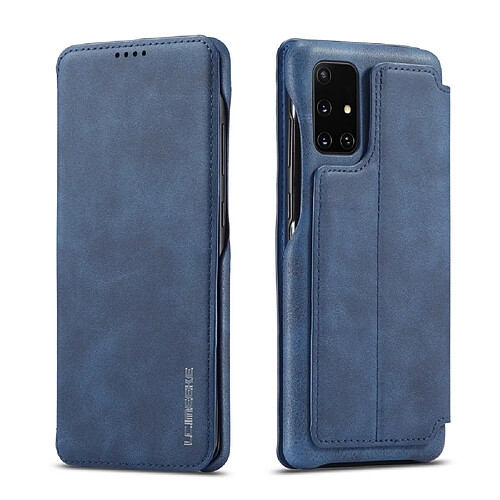 Etui en PU style rétro avec porte-carte bleu pour votre Samsung Galaxy A71