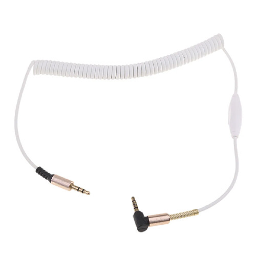 3,5 mm m à m câble cordon jack jack audio à angle droit avec micro blanc