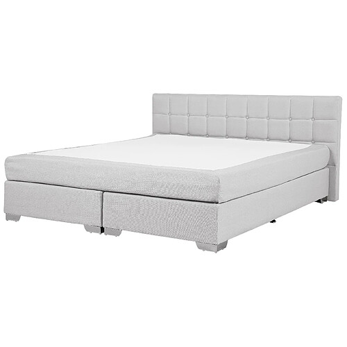 Beliani Lit boxspring en tissu gris clair 180 x 200 cm ADMIRAL