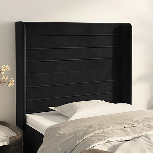 vidaXL Tête de lit avec oreilles Noir 83x16x118/128 cm Velours