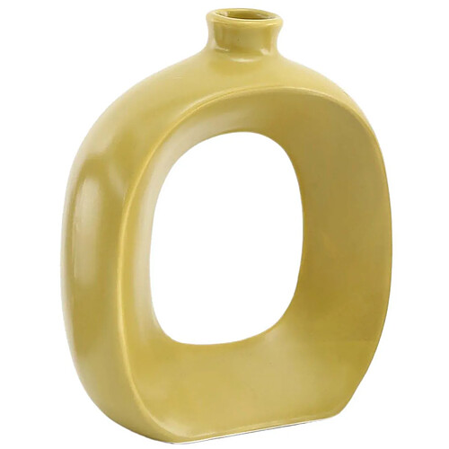 Sil Vase en grès Oval 16 cm jaune.