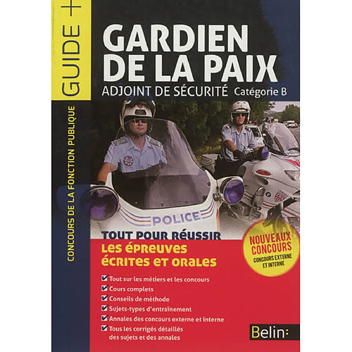 Gardien de la paix, adjoint de sécurité : catégorie B · Occasion