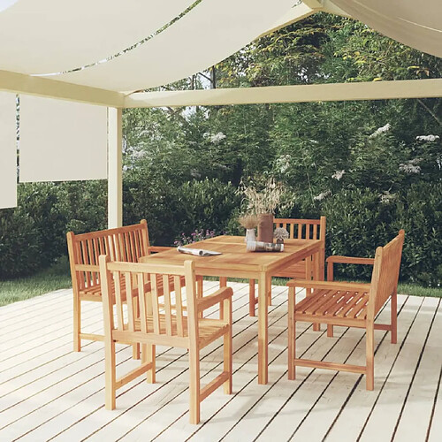 vidaXL Ensemble à manger de jardin 5pcs Bois de teck massif