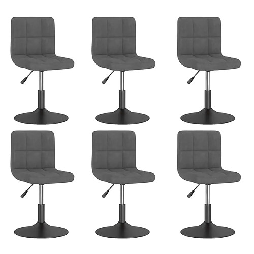 vidaXL Chaises pivotantes à manger lot de 6 gris foncé velours