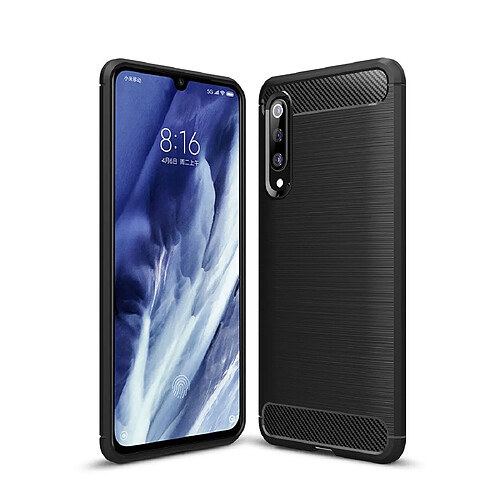 Wewoo Coque Souple Pour Xiaomi Mi 9 Pro 5G Étui de protection en TPU fibre de carbone brossé Noir