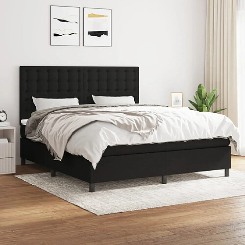 Maison Chic Lit Adulte - Lit simple Lit à sommier tapissier avec matelas moelleux - Meuble de Chambre - Noir 160x200 cm Tissu -MN98378