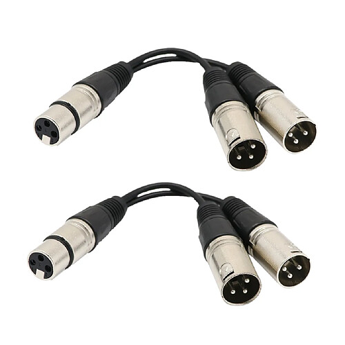 2x Câble XLR 1 Femêlle À 2 Mâle Corde Connexion Audio Pro Cordon De Répartition Splitteur