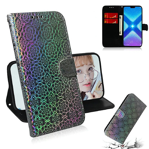 Wewoo Housse Coque Pour Huawei Honor 8X Couleur unie Boucle magnétique colorée Flip horizontal en cuir PU avec support et fentes cartes et portefeuille et lanière argent