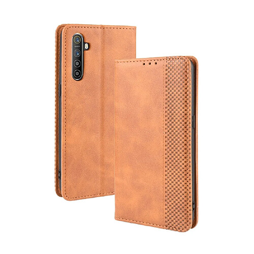 Wewoo Housse Coque Pour Oppo Realme XT / X2 / K5 Boucle magnétique Etui à rabat texture rétro Crazy Horse horizontale avec support & fentes cartes et cadre photo Marron