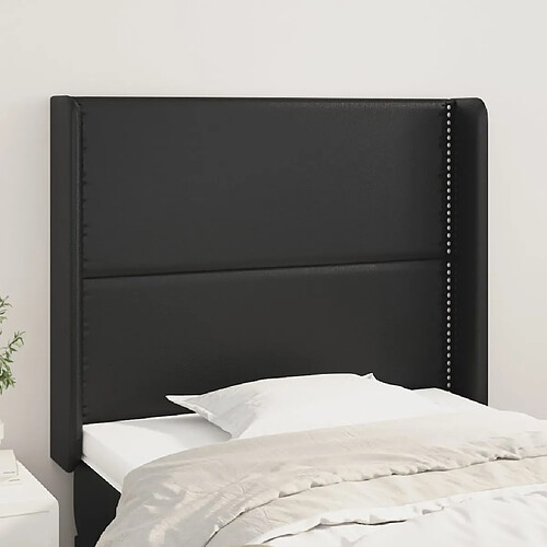 vidaXL Tête de lit avec oreilles Noir 103x16x118/128 cm Similicuir