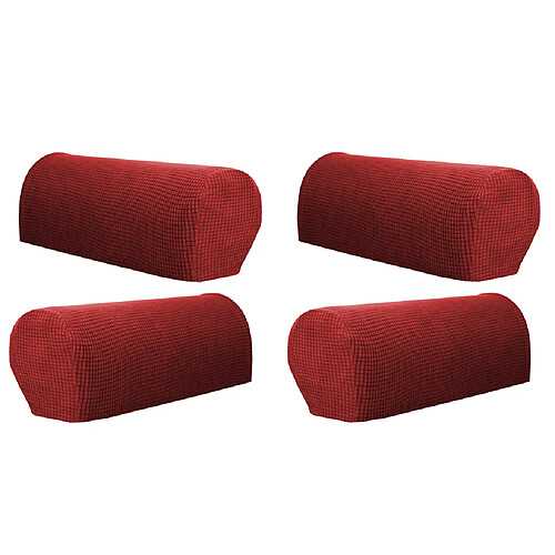 Ensemble de 4 couvre-accoudoirs de canapé en flanelle pour meubles, vin rouge