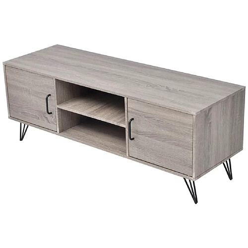 Helloshop26 Meuble télé buffet tv télévision design pratique 120 cm gris 2502259