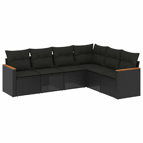 Maison Chic Salon de jardin 6 pcs avec coussins | Ensemble de Table et chaises | Mobilier d'Extérieur noir résine tressée -GKD30577