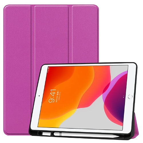 Etui en PU avec support tri-pliure violet pour votre Apple iPad 10.2 (2019)