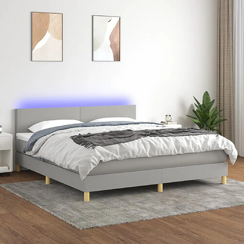 vidaXL Sommier à lattes de lit matelas LED Gris clair 160x200 cm Tissu