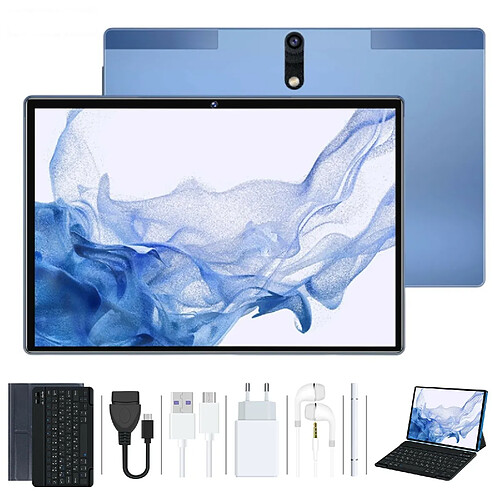 Tablette Tactile 10.1 Pouces, VANWIN S18 Android 12 Tablette 8Go+128Go/TF 1To, 7000mAh Tablette PC, Dual SIM 4G+5G WiFi, Octa-Core, 8MP+5MP, 1920*1200 FHD+ avec Cas + Clavier + Stylo-Bleu