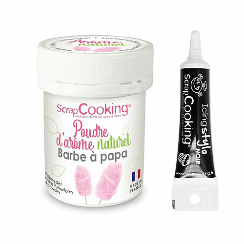 Scrapcooking Arôme alimentaire naturel en poudre barbe à papa + Stylo glaçage noir