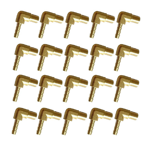 20x Laiton 90 Degrés Mâle Coude Barbelé Tuyau Queue Tuyau Gaz Raccord 3.18mm à 6mm