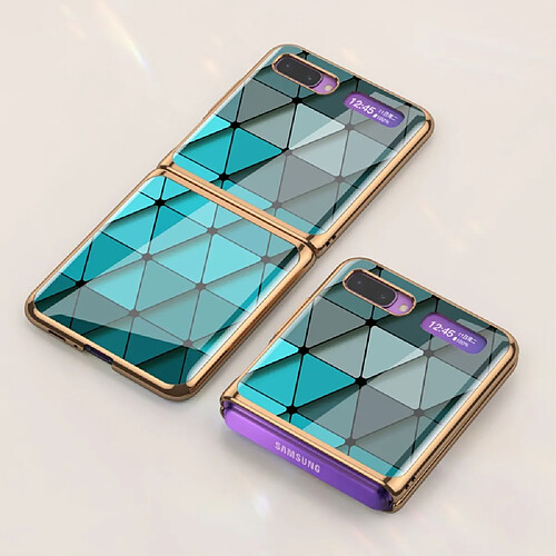 Coque en métal pliage peint triangle cyan pour votre Samsung Galaxy Z Flip