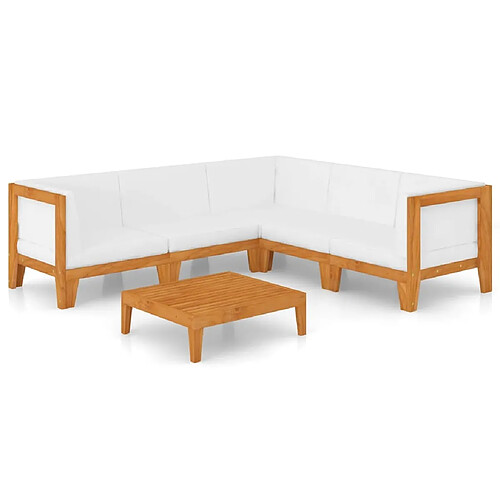 Maison Chic Salon de jardin 6 pcs + coussins - Mobilier/Meubles de jardin - Table et chaises d'extérieur Bois d'acacia solide -MN90809