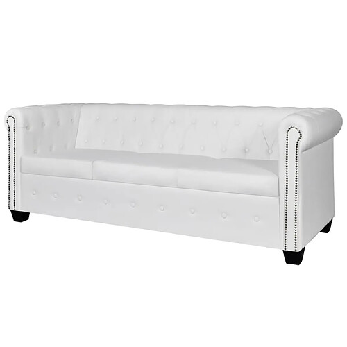 vidaXL Canapé Chesterfield à 3 places cuir synthétique blanc