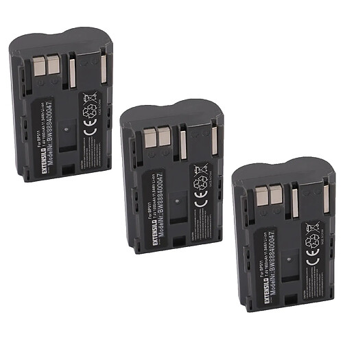 Vhbw EXTENSILO 3x Batteries compatible avec Canon ZR-85, ZR-90 appareil photo, reflex numérique (1600mAh, 7,4V, Li-ion)