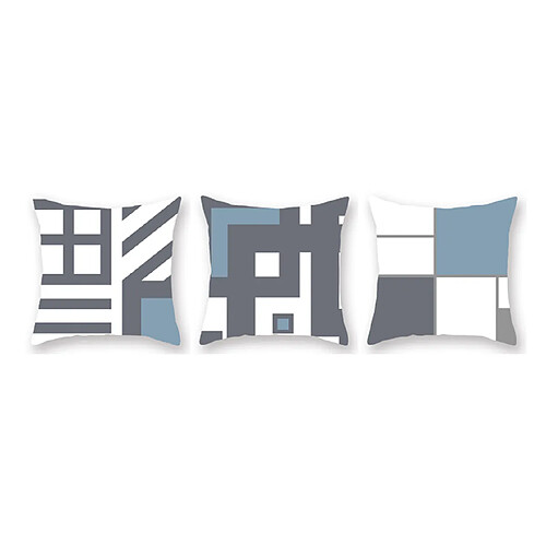 YP Select 3Pcs Home Geometry Line Housse de coussin Salon Canapé de bureau Housse de coussin - 4 Bleu 45X45Cm