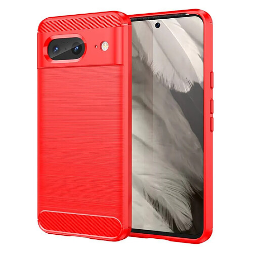 Htdmobiles Coque pour Google Pixel 8 5G - housse etui silicone gel carbone + film ecran - ROUGE