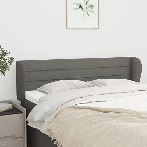 Maison Chic Tête de lit scandinave avec oreilles,meuble de chambre Gris foncé 147x23x78/88 cm Tissu -MN50394