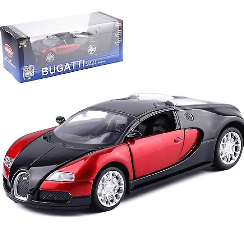 Universal Collectible en alliage moulé sous pression Modèle 1/32 Bugatti Veyron véhicule tiré en arrière Mini Classic son et luminaire jouet(Rouge)