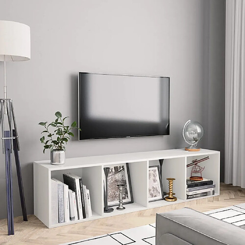 vidaXL Bibliothèque/Meuble TV Blanc 143x30x36 cm