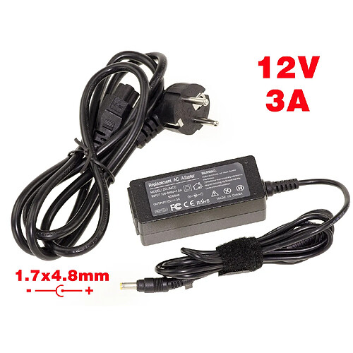 Kalea-Informatique Alimentation pour PC Portable 12V 3A embout 1.7x4.8mm - Equivalent Asus ADP-36EH, SMQ2175