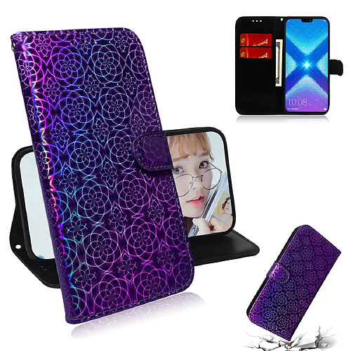 Wewoo Housse Coque Pour Huawei Honor 8X Couleur unie Boucle magnétique colorée Flip horizontal en cuir PU avec support et fentes cartes et portefeuille et lanière violet