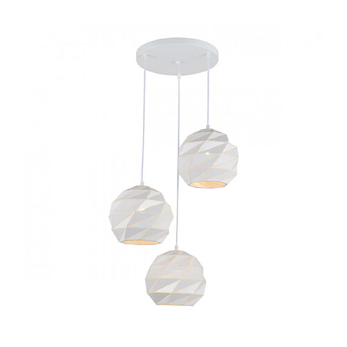 Luminaire Center Suspension moderne Palermo blanche en acier