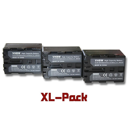 vhbw set de 3 batteries 2000mAh pour caméscope Sony Video Walkman DCR-DVD201, DCR-DVD300, DCR-PC101, DCR-PC103, DCR-PC105,