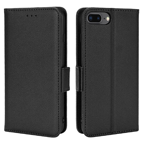 Etui en PU texture litchi noir pour votre iPhone 6 Plus/6s Plus/7 Plus/8 Plus 5.5 pouces