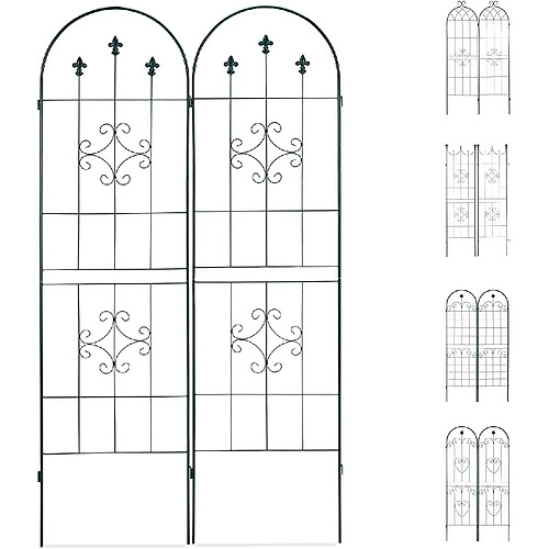 Helloshop26 Treillis clôture plante grimpante arche jardin fer set de 2 vert 13_0002896_4