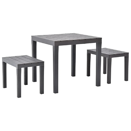 vidaXL Table de jardin avec 2 bancs Plastique Marron