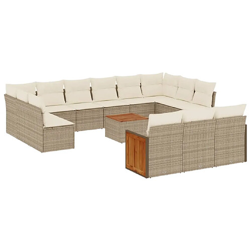 Maison Chic Salon de jardin avec coussins 14 pcs | Ensemble de Table et chaises | Mobilier d'Extérieur beige résine tressée -GKD85118