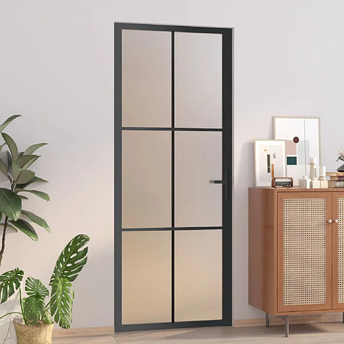 vidaXL Porte intérieure 83x201,5 cm Noir Verre mat et aluminium