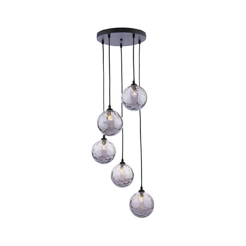 Luminaire Center Suspension Federico Noir mat, verre fumé