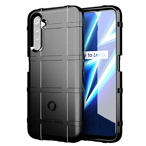 Coque en TPU Bouclier robuste texture de grille carrée noir pour votre Realme 6 Pro