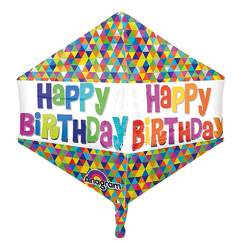 Chandos Amscan Anglez Ballon Motif Geo Happy Birthday