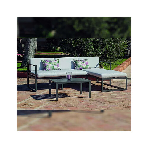 HEVEA Salon de jardin détente en aluminium Chenit anthracite.